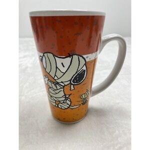 Pair 2x Peanuts Gang Great Pumpkin Mummy Snoopy Woodstock Halloween Mug Tall Boo